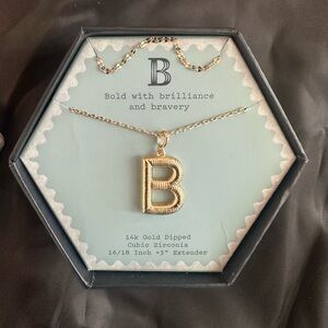Dainty Simple Initial B Necklace 14k Gold Dipped Minimalist Gift for Her